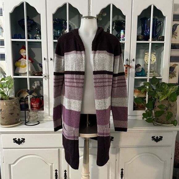 Hannah Cardigan Long Hooded Striped Size Small - Picture 1 of 8